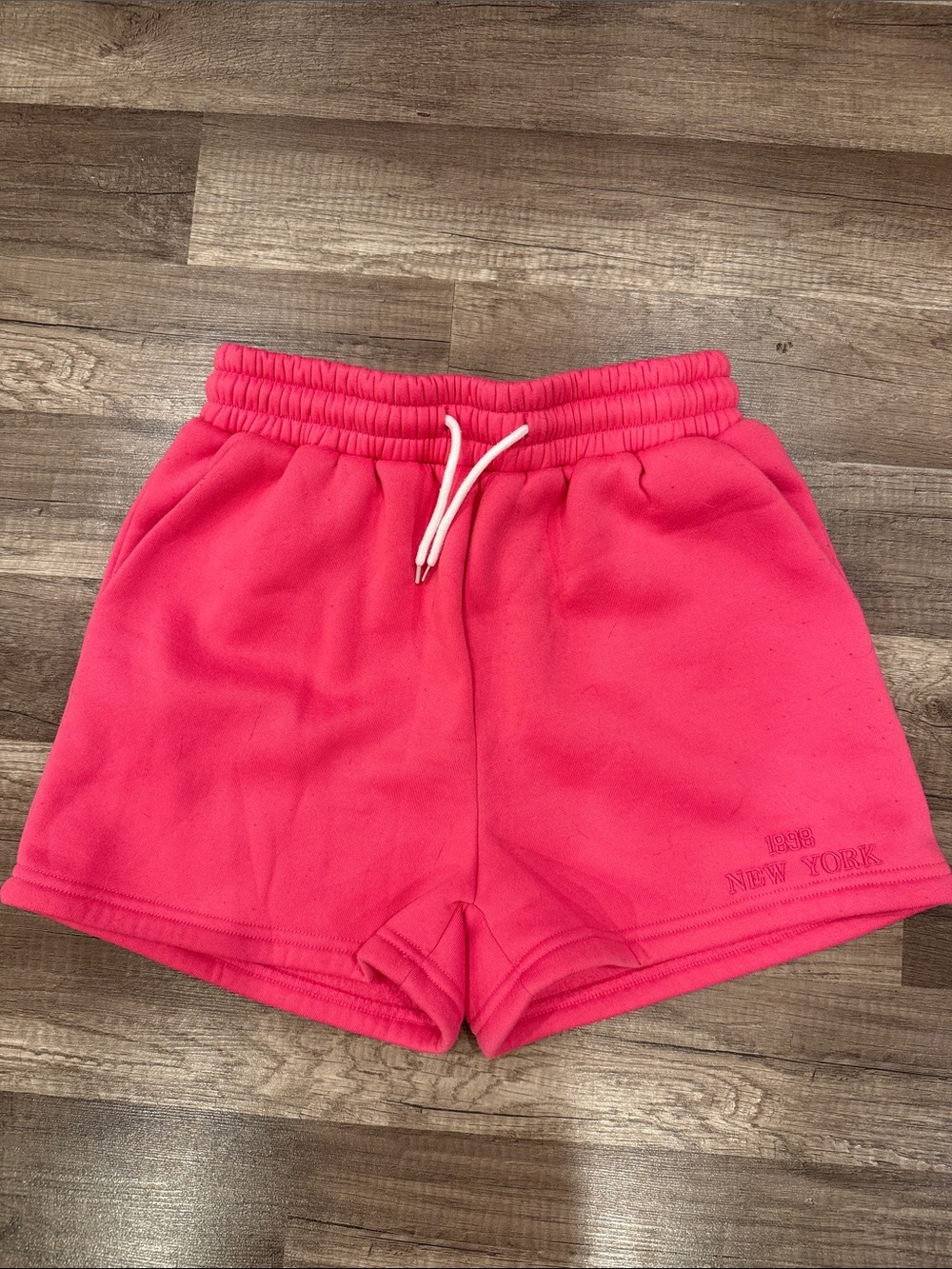 SHEIN Hot Pink Fleece Athletic Drawstring Shorts